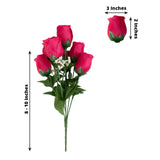 12 Bushes | Fuchsia Artificial Premium Silk Flower Rose Bud Bouquets