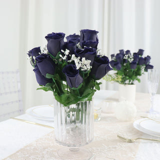 Navy Blue Artificial Premium Silk Flower Rose Bud Bouquets