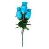 12 Bushes | Turquoise Artificial Premium Silk Flower Rose Buds | 84 Rose Buds#whtbkgd