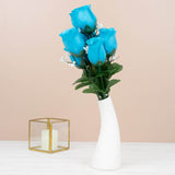 12 Bushes | Turquoise Artificial Premium Silk Flower Rose Buds | 84 Rose Buds