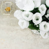 12 Bushes | White Artificial Premium Silk Flower Rose Bud Bouquets