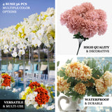 4 Bushes | Burgundy Artificial Silk Chrysanthemums | 56 Faux Flowers
