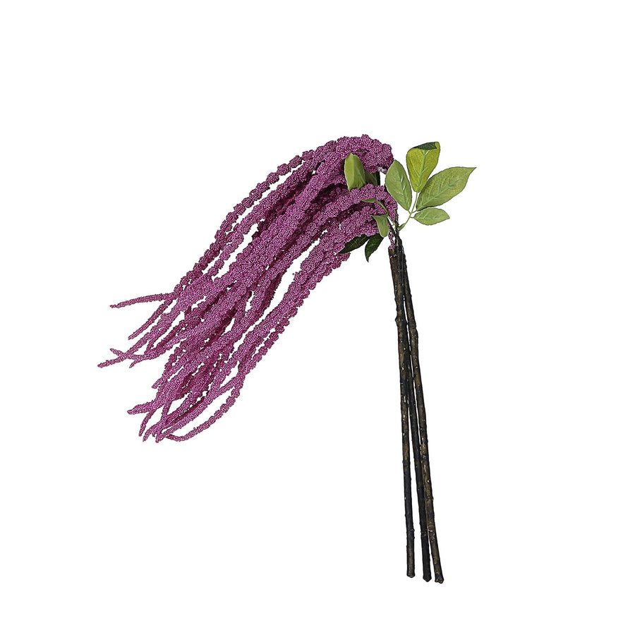 2 Pack | Lavender Lilac Artificial Amaranthus Flower Stem Spray and Ivy Leaves | 32inch#whtbkgd