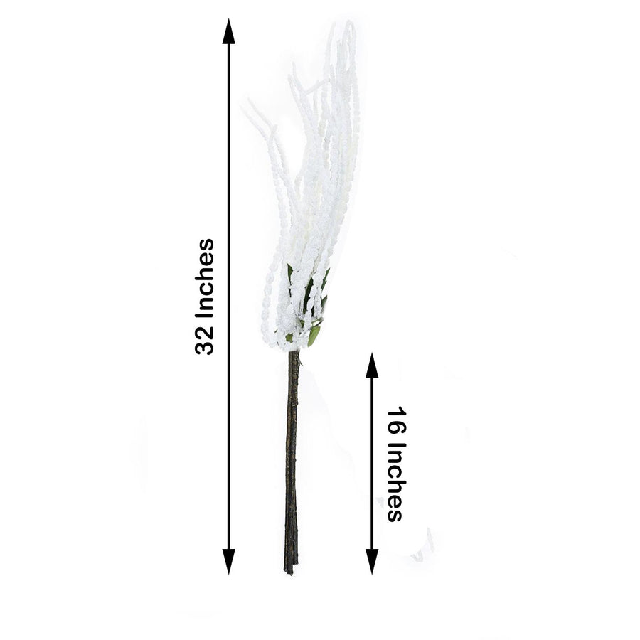 2 Pack | White Artificial Amaranthus Flower Stem Spray & Ivy Leaves | 32inch