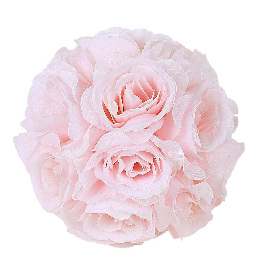 2 Pack | 7inch Blush/Rose Gold Artificial Rose Flower Ball, Silk Kissing Ball#whtbkgd