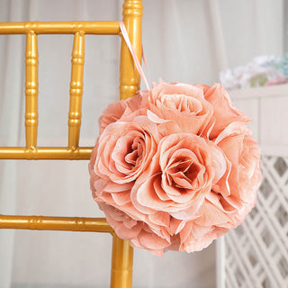 Add Elegance to Your Décor with Dusty Rose Artificial Silk Rose Kissing Ball