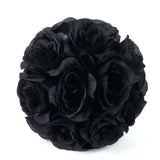 2 Pack | 7inch Black Artificial Silk Rose Flower Ball, Silk Kissing Ball#whtbkgd