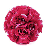 2 Pack | 7inch Fuchsia Artificial Silk Rose Flower Ball, Silk Kissing Ball#whtbkgd