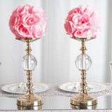 2 Pack | 7inch Pink Artificial Silk Rose Flower Ball, Silk Kissing Ball