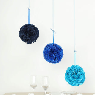 Create a Picture-Perfect Setting with Royal Blue Silk Rose Kissing Balls