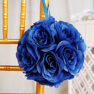 Add a Touch of Elegance with Royal Blue Silk Rose Kissing Balls