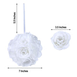 2 Pack | 7inch White Artificial Silk Rose Flower Ball, Silk Kissing Ball