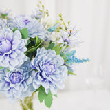2 Bushes | Dusty Blue Artificial Silk Dahlia Flower Bouquet Spray