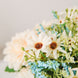 2 Bushes | Ivory / Blue Artificial Silk Dahlia Flower Bouquet Spray