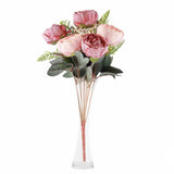 2 Bushes | Blush / Dusty Rose Artificial Silk Peony Flower Bouquet Spray#whtbkgd