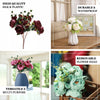 2 Bush | Ivory Artificial Silk Peony, Rose and Hydrangea Flower Bouquet