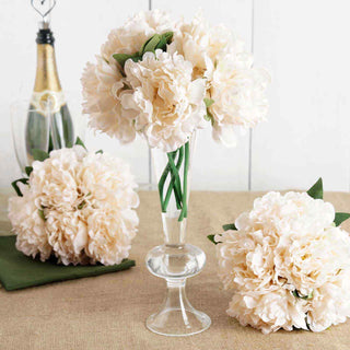 Elegant Blush Cream Artificial Silk Peonies Bouquet