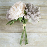 11inch Beige / Dusty Rose Real Touch Artificial Silk Peonies Flower Bouquet