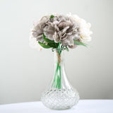 11inch Beige / Dusty Rose Real Touch Artificial Silk Peonies Flower Bouquet