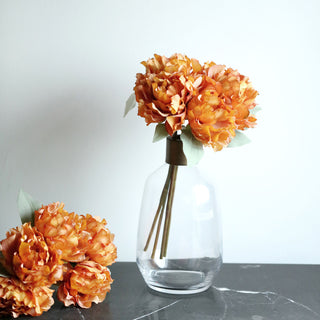 Elevate Your Event with 11" Orange Real Touch Artificial Silk Peonies Flower Bouquet