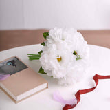 11inch White Real Touch Silk Peony Flower Bunch, Artificial Bridal Bouquets