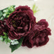 12inch Burgundy Artificial Silk Peonies Bouquet, Faux Peony Spray Bush