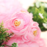 12inch Pink Artificial Silk Peonies Bouquet, Faux Peony Spray Bush