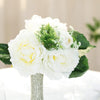 12inch White Artificial Silk Peonies Bouquet, Faux Peony Spray Bush