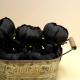 10 Pack | 3inch Black Artificial Silk DIY Craft Peony Flower Heads