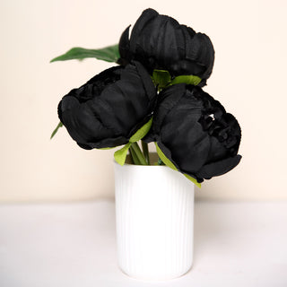 10 Pack | 3" Black Artificial Silk DIY Craft Peony Flower Heads