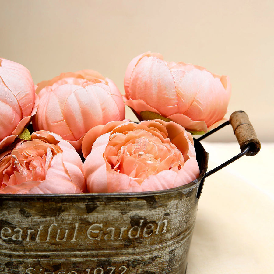 10 Pack | 3inch Peach Artificial Silk DIY Craft Peony Flower Heads