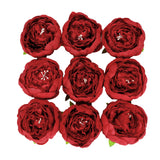 10 Pack | 3inch Red Artificial Silk DIY Craft Peony Flower Heads