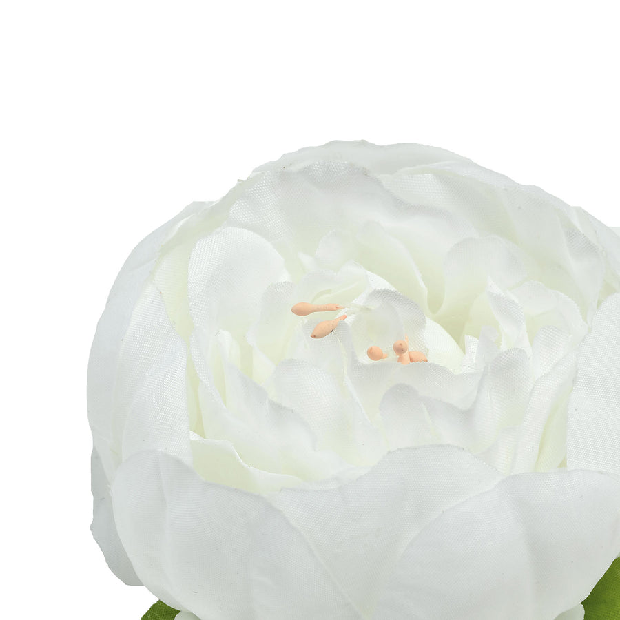 10 Pack | 3inch White Artificial Silk DIY Craft Peony Flower Heads