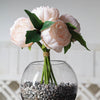 5 Flower Head Blush Rose Gold Peony Bouquet | Artificial Silk Peonies Spray