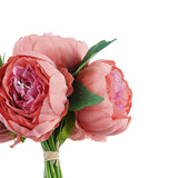 5 Flower Head Dusty Rose Peony Bouquet | Artificial Silk Peonies Spray#whtbkgd