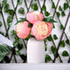 5 Flower Head Coral/Cream Peony Bouquet | Artificial Silk Peonies Spray