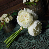 5 Flower Head Cream Peony Bouquet | Artificial Silk Peonies Spray