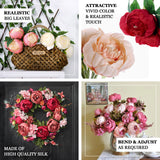 5 Flower Head Dusty Rose Peony Bouquet | Artificial Silk Peonies Spray