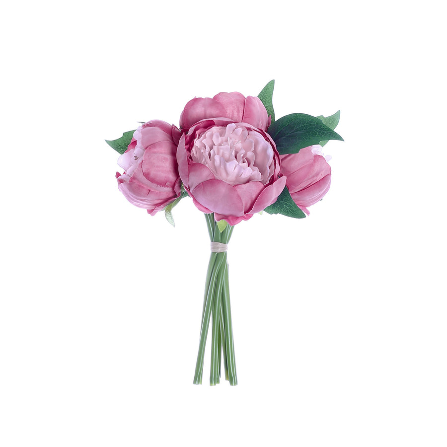5 Flower Head Lavender/Pink Peony Bouquet | Artificial Silk Peonies Spray