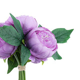 5 Flower Head Lavender Lilac Peony Bouquet | Artificial Silk Peonies Spray#whtbkgd