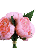 5 Flower Head Pink Peony Bouquet | Artificial Silk Peonies Spray#whtbkgd