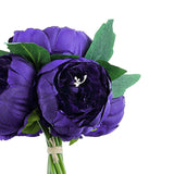 5 Flower Head Purple Peony Bouquet | Artificial Silk Peonies Spray