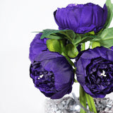 5 Flower Head Purple Peony Bouquet | Artificial Silk Peonies Spray#whtbkgd