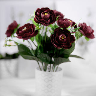 Create a Timeless and Elegant Atmosphere with Burgundy Artificial Silk Peony Flower Bouquet Arrangement