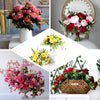 4 Bushes | Fuchsia Artificial Silk Peony Flower Bouquet Arrangement