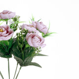 4 Bushes | Lavender Lilac Artificial Silk Peony Flower Bouquet Arrangement#whtbkgd