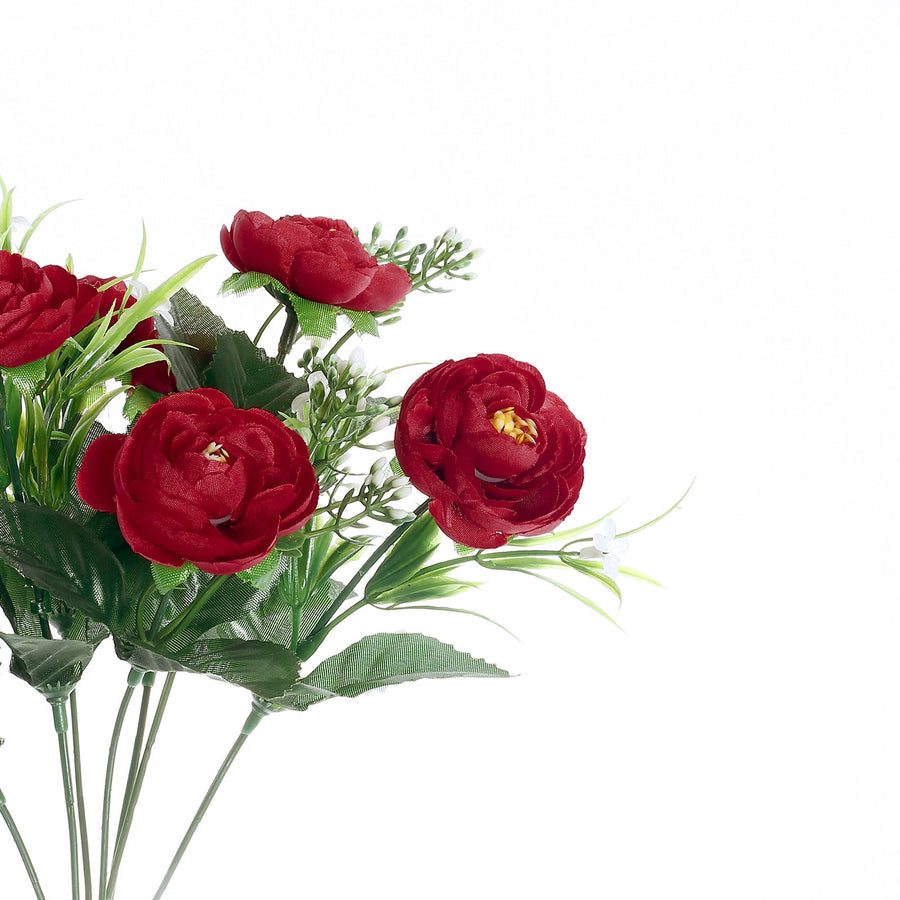 4 Bushes | Red Artificial Peony Silk Flower Arrangements, Wedding Centerpiece Floral Bouquet#whtbkgd
