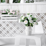 4 Bushes | White Artificial Silk Peony Flower Bouquet Arrangement