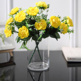 4 Bushes | Yellow Artificial Silk Peony Flower Bouquet Arrangement