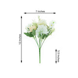2 Bouquets | Ivory Artificial Silk Peony Flower Bush Arrangement